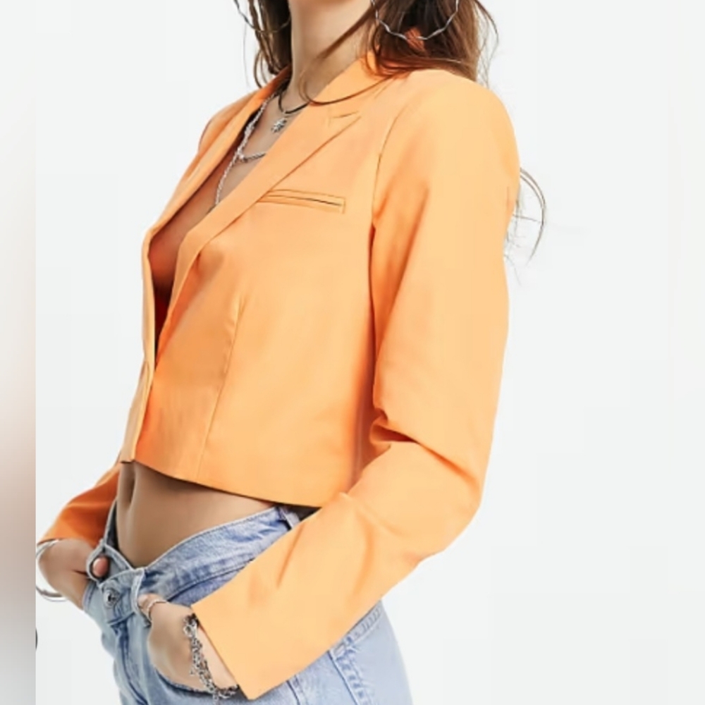 Only cropped tailored blazer in orange